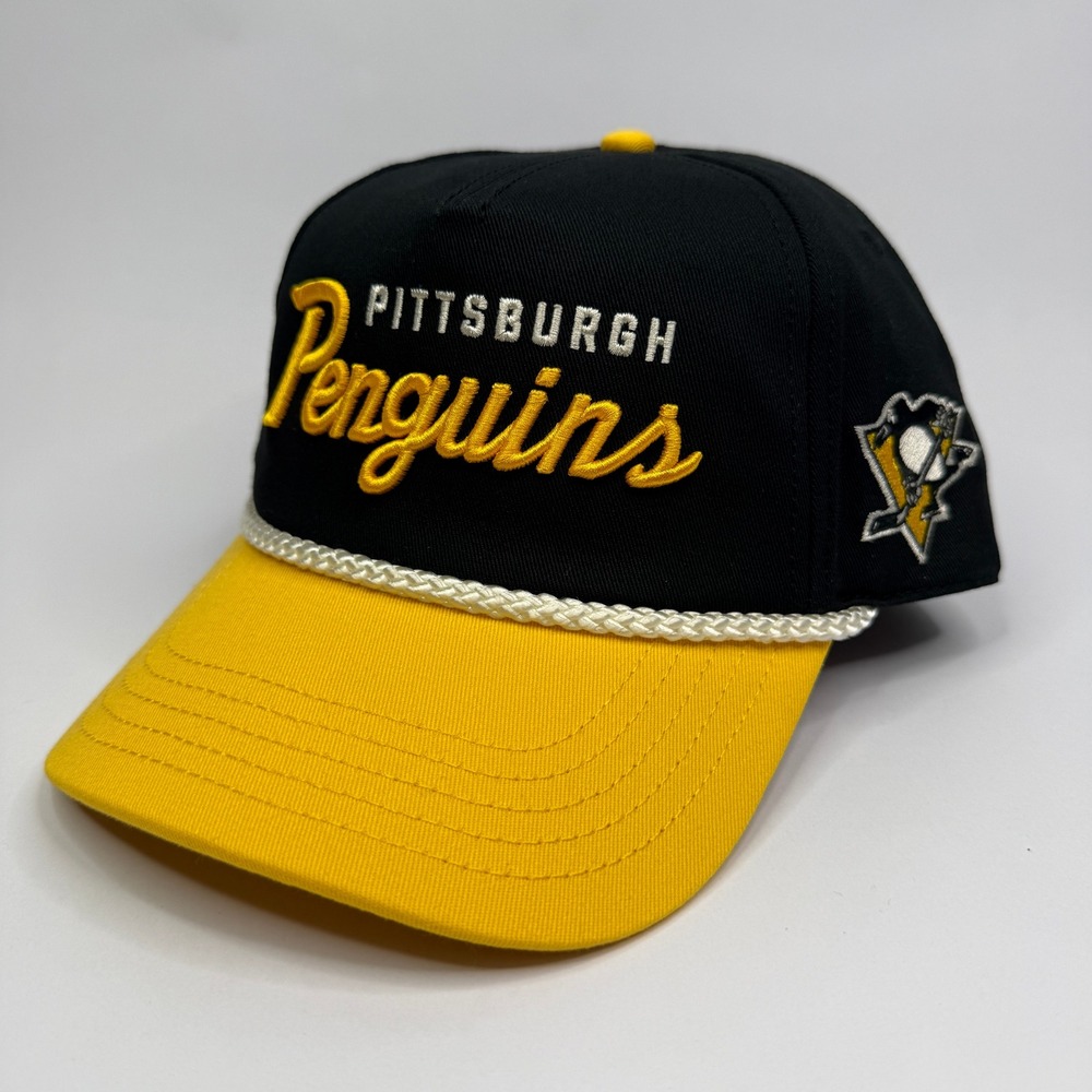 Pittsburgh Penguins American Needle Hat Mens OS Black Yellow Rope Snapback Cap